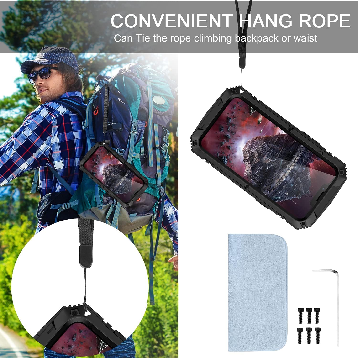 Lunivop Compatible with iPhone 13 Pro Max Case Metal Phone Case Stand Built in Screen Protector Outdoor Sports Heavy Duty Protection Shockproof Cover (2021 6.7 lnch) Black - Image 4