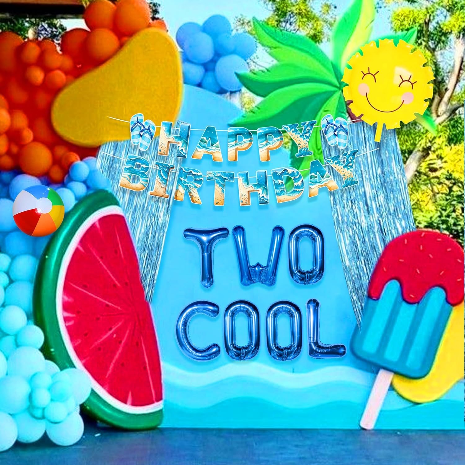 Two Cool Pool Birthday Party Decorations Boys Two Cool Pool Birthday Balloons Banner Summer Beach Swimming Pool Party 2nd Birthday Party Supplies - Image 6