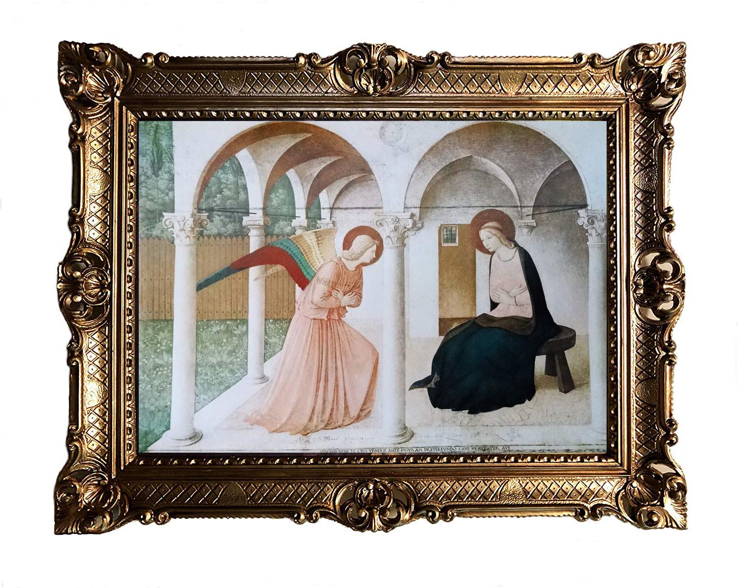 Verkündigung des Herrn Antik Barock Rahmen Barockrahmen mit Bild Wandbild 70x90cm Kunstdrucke Gemälde Religiöse Bilder Kunst von Heiligen Heiligenbild Retro Repro für Home Büro Praxis Café 58B
