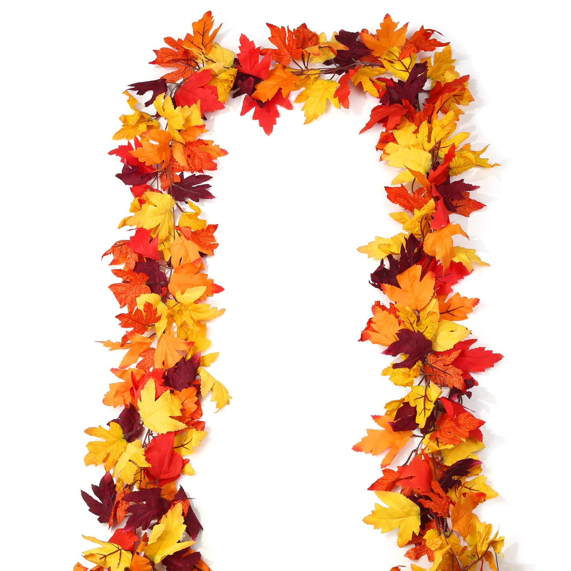 XIANNVXI 2 Pack Dark Red Autumn Garland 79" Fall Autumn Leaves Garland Fake Maple Leaf Rattan Vine for Autumn Home Decor Home Fall Decor