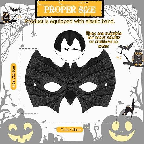 Miniatura 4 de Zhanmai Máscara de murciélago de Halloween, máscara de mascarada, máscara de murciélago negro, accesorios de disfraces de Halloween para niños,