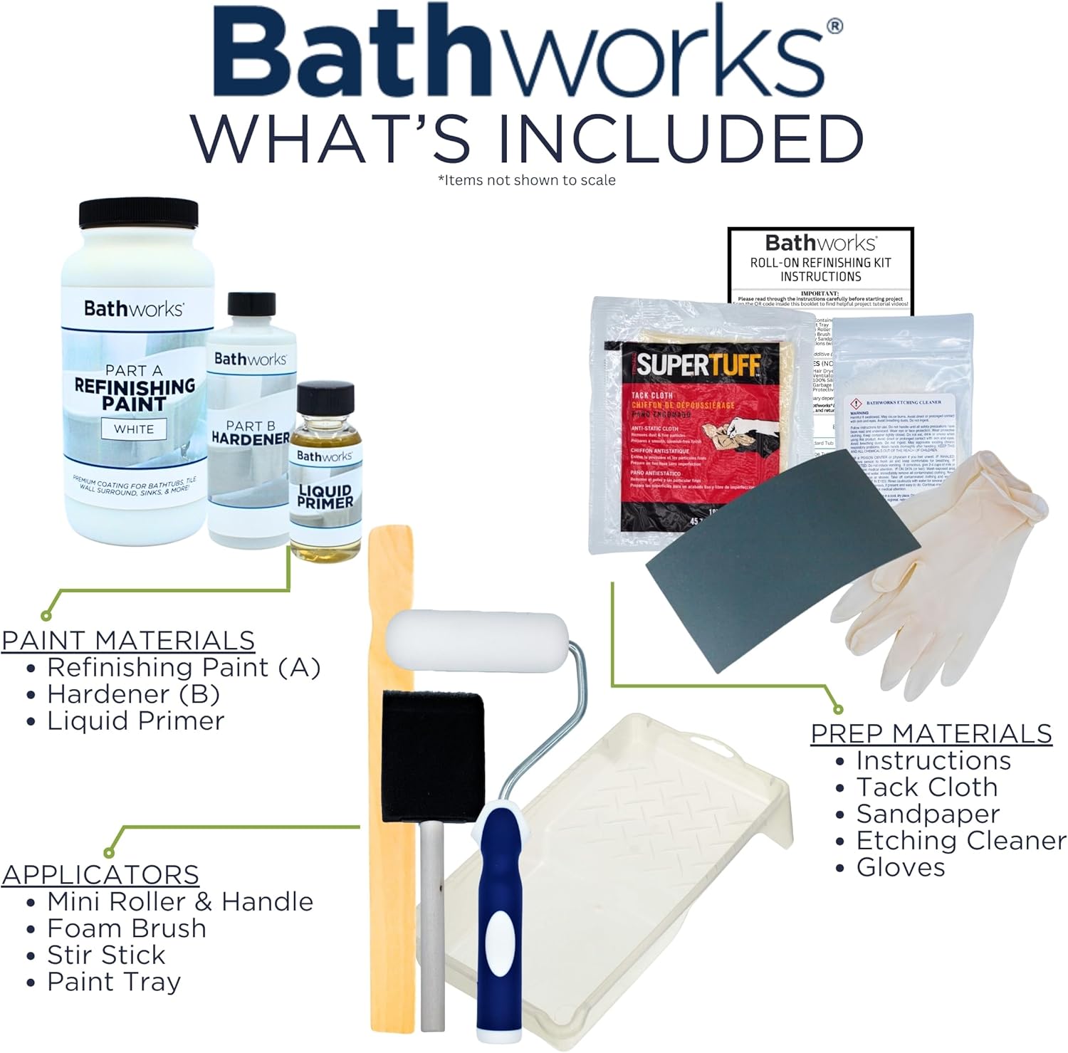 Bathworks Roll-On Refinishing Kit - 22 fl oz, High Gloss White, Professional-Grade DIY Coating with Tools Included - Durable Non-Yellowing Finish for Bathtubs, Tile, Sinks & Showers - Image 2