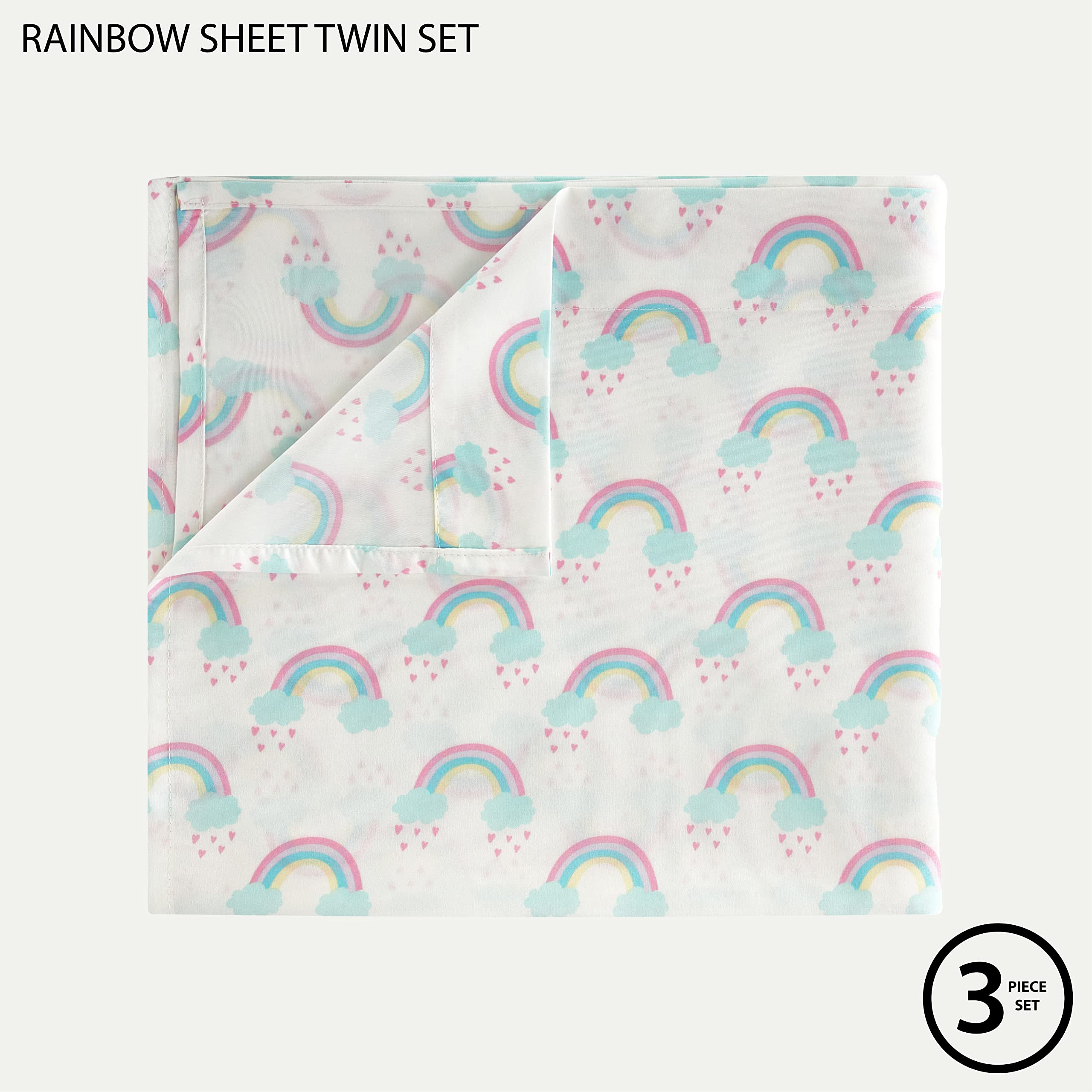 Heritage Kids 3 Piece Sheet Set, Rainbow Print, Twin - Image 2