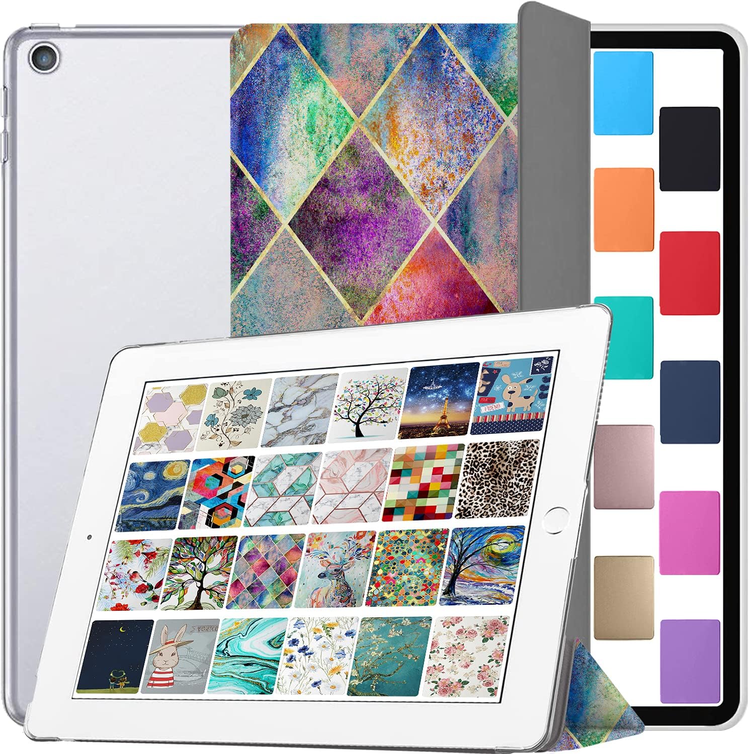 DuraSafe Cases for iPad Mini 5 Gen 2019 7.9 Inch [ Mini 5th Gen ] A2133 A2124 A2126 MUQY2LL/A MUQW2LL/A MUQX2LL/A MUU52LL/A PrintediPad Cover with Translucent Frosted Hard Back - Diamond Grid