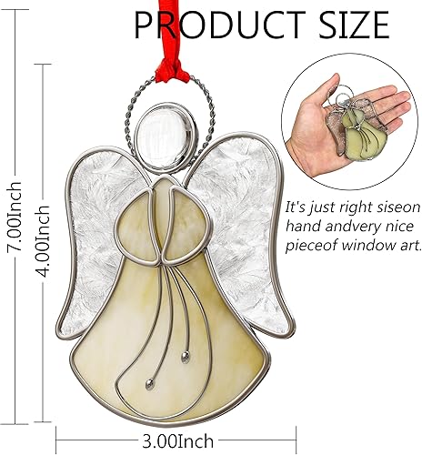 Miniatura 4 de Atrapasoles de ángel amarillo, paneles de vidrieras para ventanas, adornos decorativos para el hogar o el jardín, regalos decorativos para mamá,