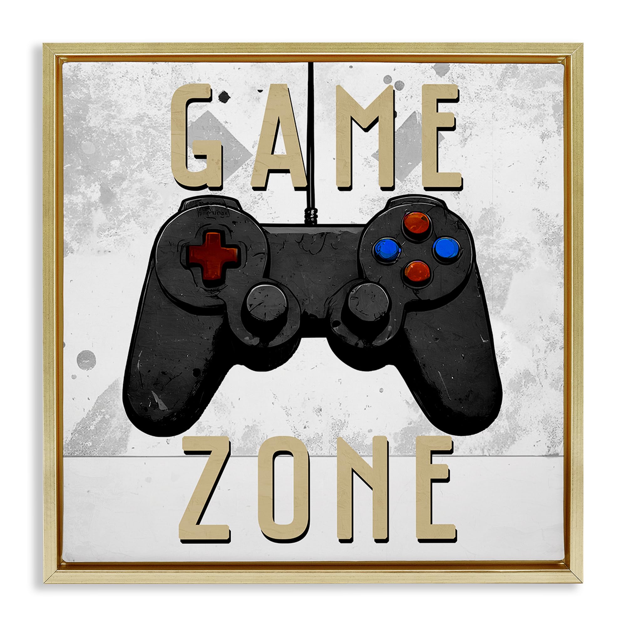 Stupell Industries Metallic Gold (Matte) 'Game Zone Control'| Floating Frame Canvas Art