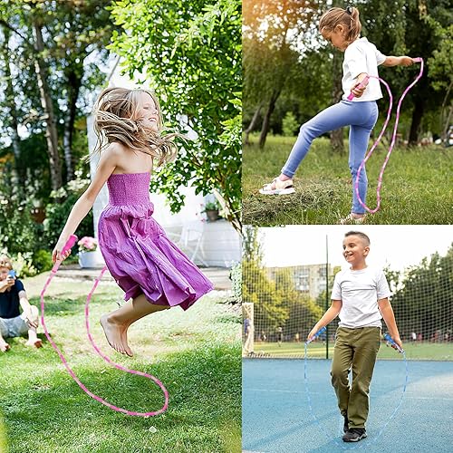 Miniatura 6 de Cuerda de saltar para niños, cuerdas de saltar ajustables para 4 5 6 7 8 10 12 años, cuerda de saltar sin enredos de 8 a 12 años, cuerda de saltar