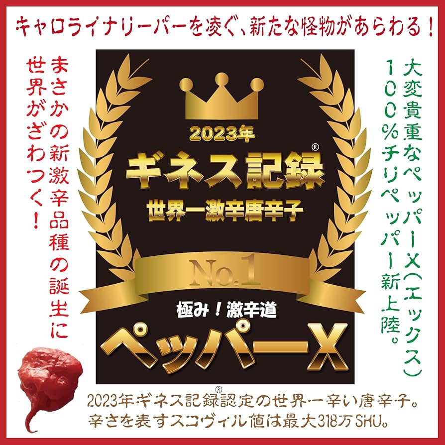 激辛唐辛子6個 Amazon | ペッパーX（エックス）2023ギネス世界一激辛唐辛子 40