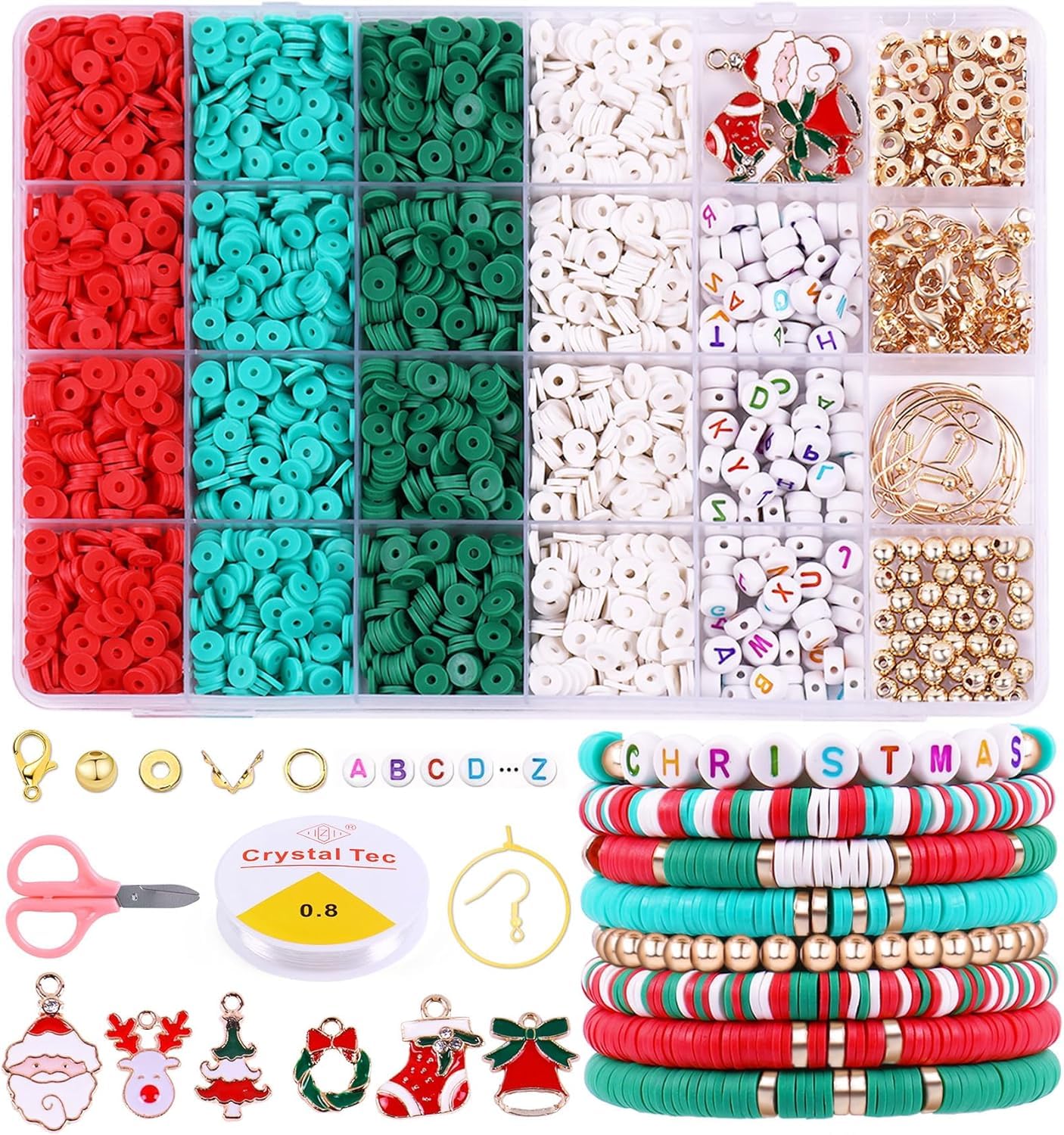 3500 pcs Christmas Beads and 3500 pcs Blue Clay Beads