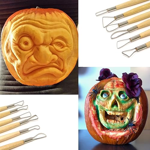 Miniatura 5 de Honbay Herramientas de modelado de doble extremo con mango de madera de 6 piezas para arcilla, fondant, pasteles, cerámica, masa, plastilina, yeso,