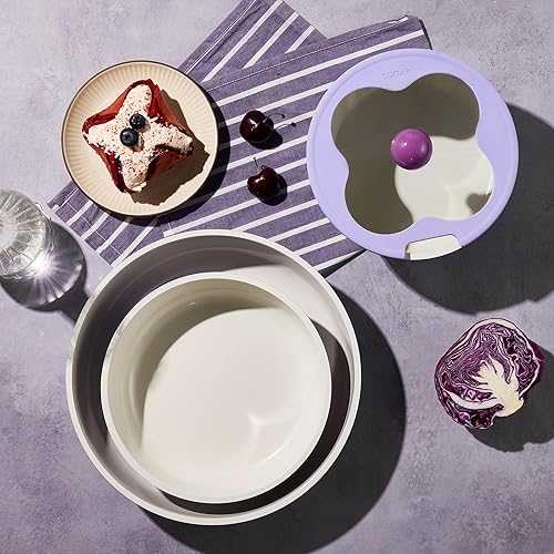 Miniatura 5 de CAROTE Juego de utensilios de cocina de cerámica de 11 piezas, juego de ollas y sartenes antiadherentes, utensilios de cocina de inducción con mango