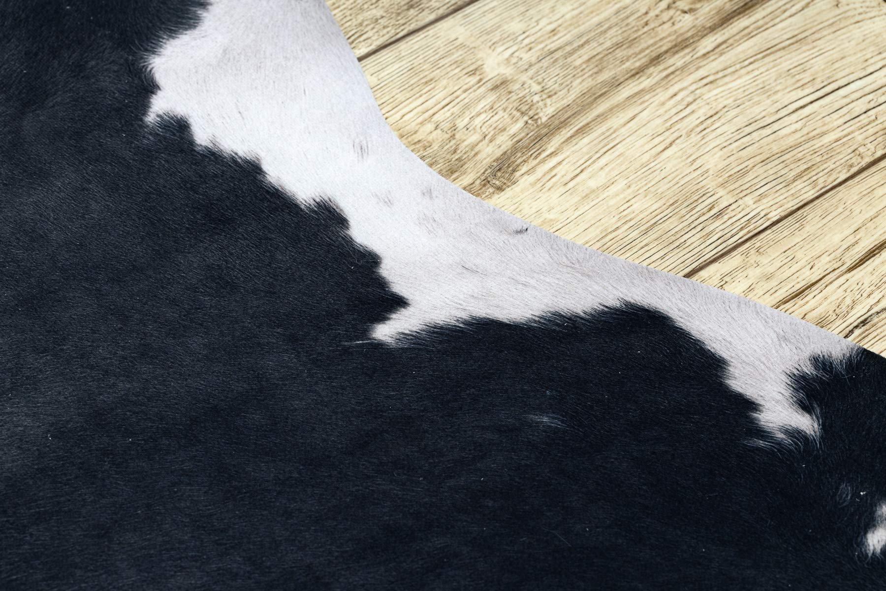 rugsx Tappeto in Pelle Bovina Artificiale Cowhide, Mucca, Motivo Animali, Finta Pelle, Tappeto per Soggiorno, casa, Camera da Letto, DIY Crafts, Nero Bianco 100x150 cm