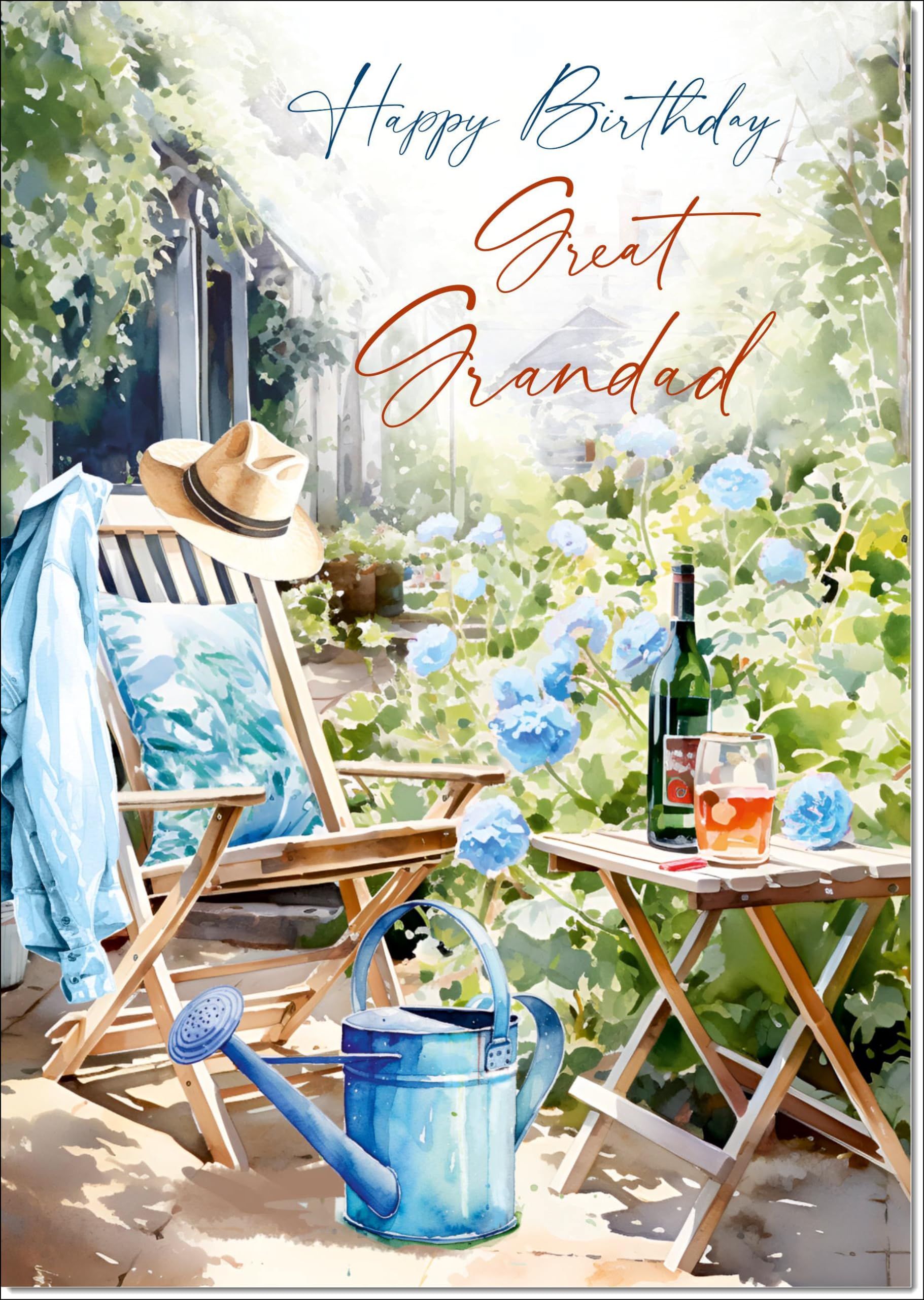 doodlecards Great Grandad Birthday Card Relax in the Garden Large A4 Size with Plain Envelope