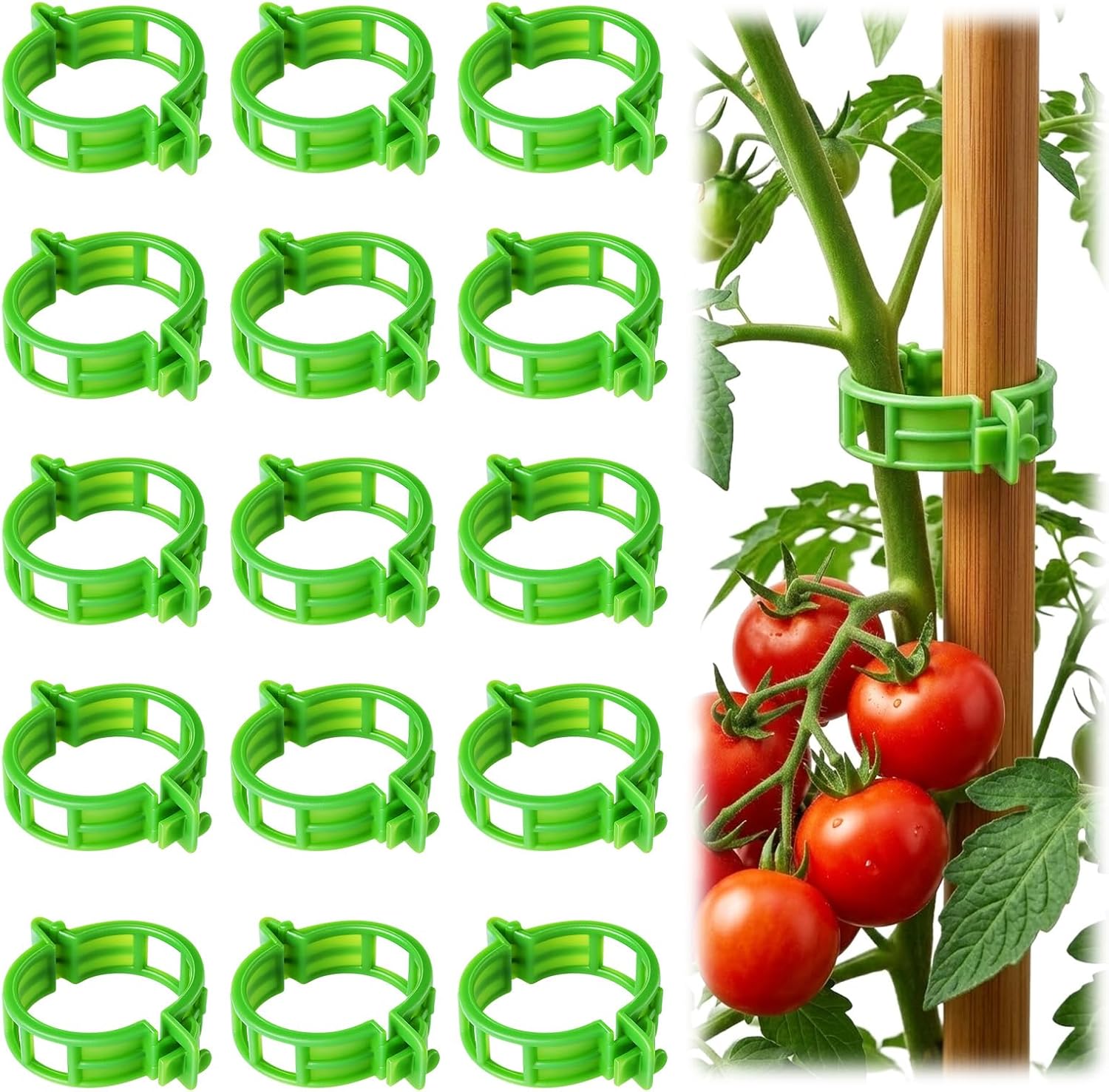 100pcs Tomato Clips for Climbing plants, Plastic Trellis Plant Support Clips for Garden, Reusable Clips for Supporting Grape Tomato Vine and Vegetables Plants to Grow Upright Makes Plants Healthier