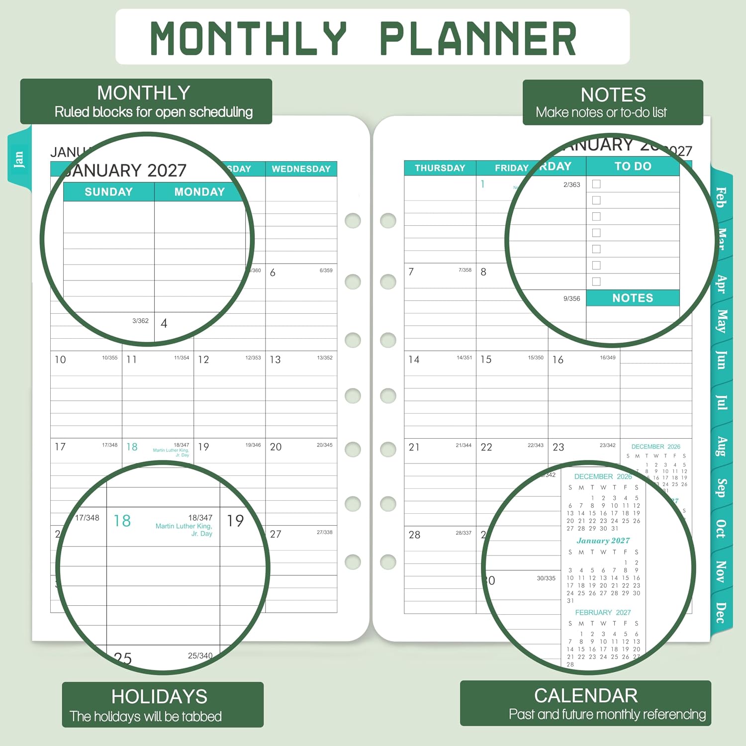 2026-2028 Monthly Planner Refill - 7-Hole Punched, Jul. 2026 - Jun. 2028 thumbnail