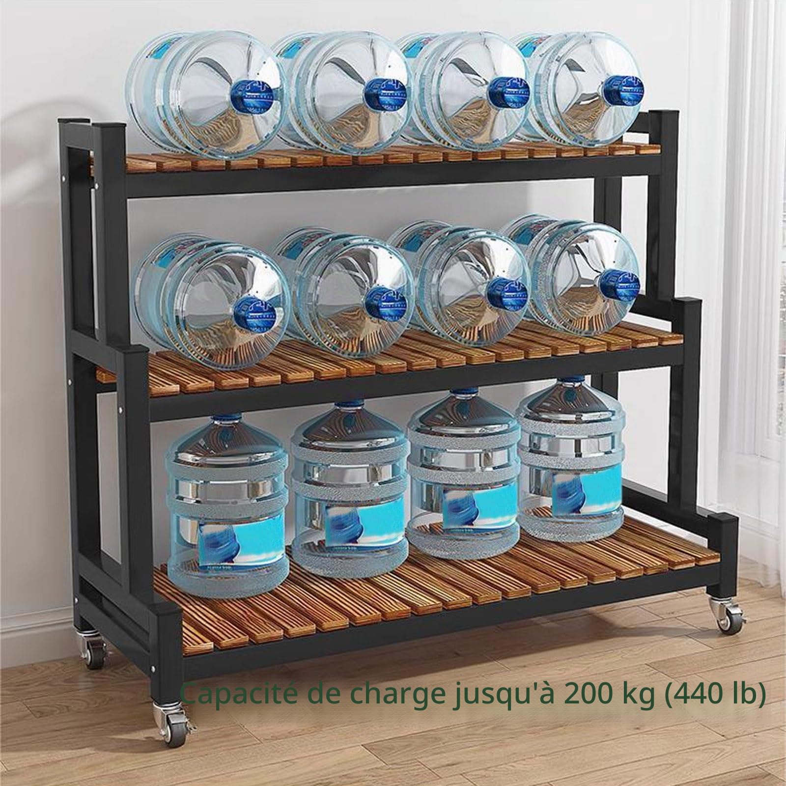 LIGUOYI Étagère À Plantes Métal Étagère À Fleurs, Banc À Fleurs À Échelle 2 Niveaux 3 Niveaux Etagère Plantes avec roulettes, Gain D'espace Porte Plantes pour Intérieur Ou Extérieur Jardin Balcon