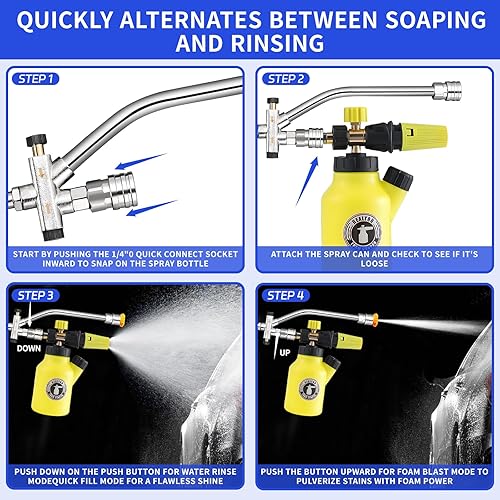 Miniatura 3 de Accesorio de cañón de espuma de doble conector, conexión rápida de 14 pulgadas, accesorio de doble punta para lavadora a presión, accesorio de