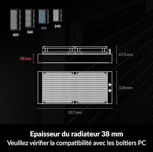 ARCTIC Liquid Freezer III 280 A-RGB - Water Cooling PC, All-in-One CPU AIO Water Cooler, Intel & AMD compatible, efficient PWM-controlled pump, fan: 200-1700 rpm, LGA1851/1700 Contact Frame - White - 2