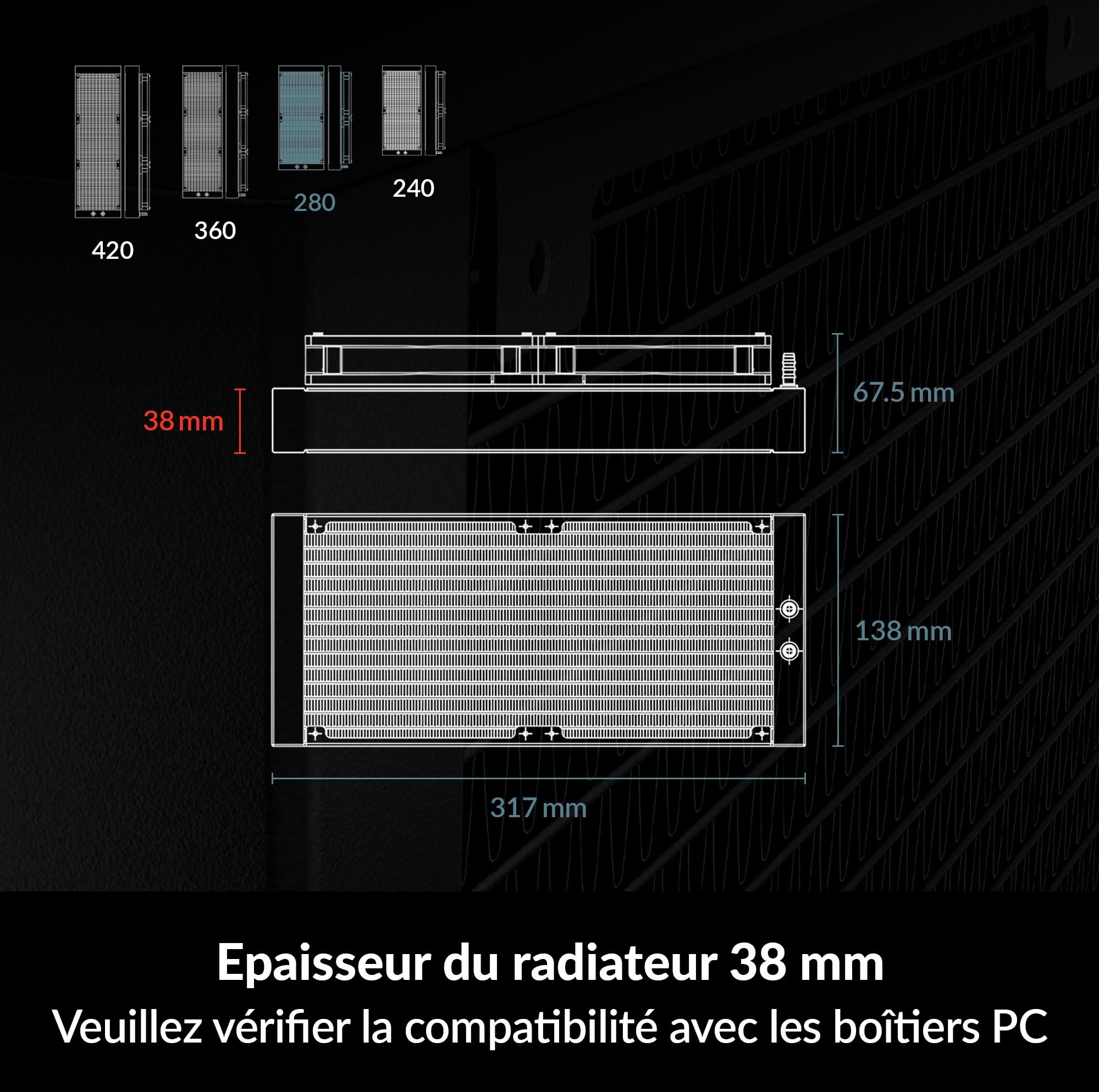 ARCTIC Liquid Freezer III 280 A-RGB - PC à refroidissement par eau, refroidisseur d’eau tout-en-un pour processeur AIO, Compatible Intel LGA1851/1700 et AMD AM5/4, Pompe à commande PWM efficace -