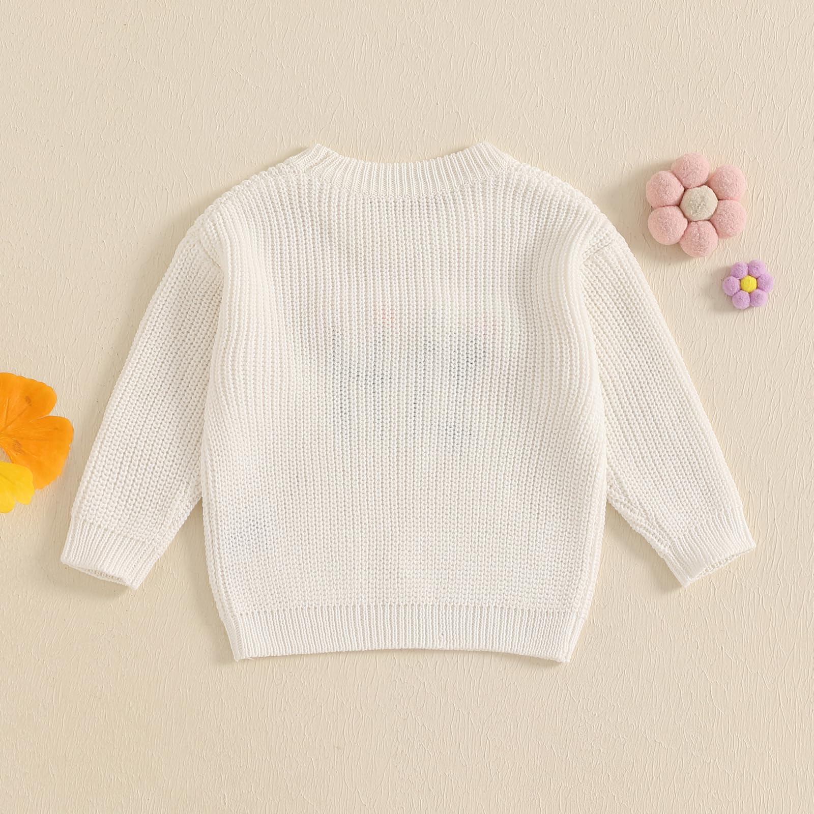 Maglione per neonata con motivo floreale 3D maglioni a maglia per neonati a girocollo a maniche lunghe