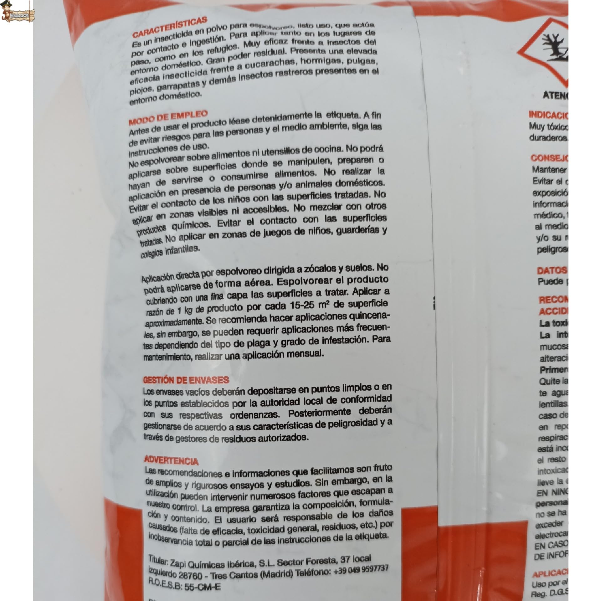 BricoLoco.com Insecticida Suelo en Polvo contra Insectos Rastreros por Contacto e ingestión. ¡¡¡Pack 3 KGS. (3x1kg.)!!! Piretroide. Exterior e Interior. Hormigas, cucarachas, pulgas, garrapatas (3)