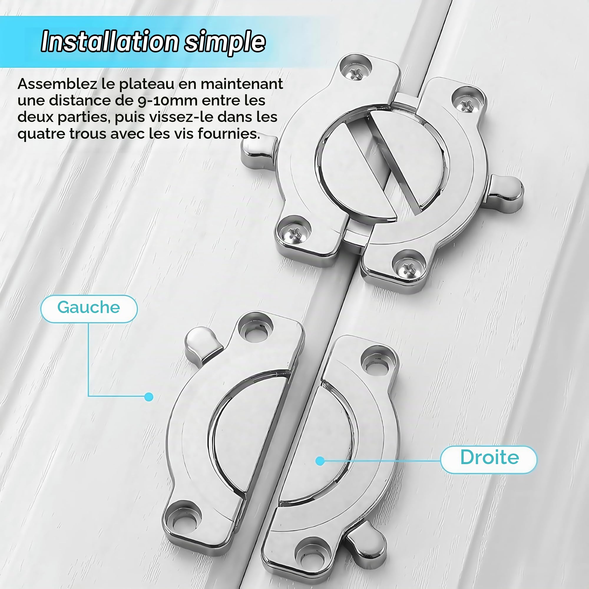 4 Pièces Connecteurs de Table en Alliage de Zinc, Connecteurs de Plans de Travail, Connecteurs de Plateaux de Table, Connecteurs de Table, Connecteurs de Plaques, Idéaux pour Bureau et Maison