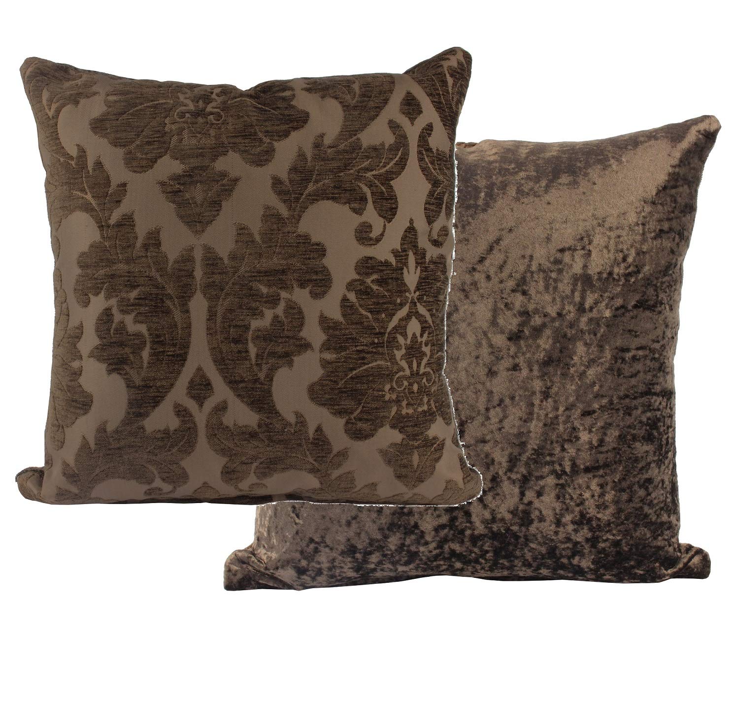 Emma Barclay Damask - Luxury Chenille Jacquard Cushion Cover in Chocolate - 17x17 (43x43cm)