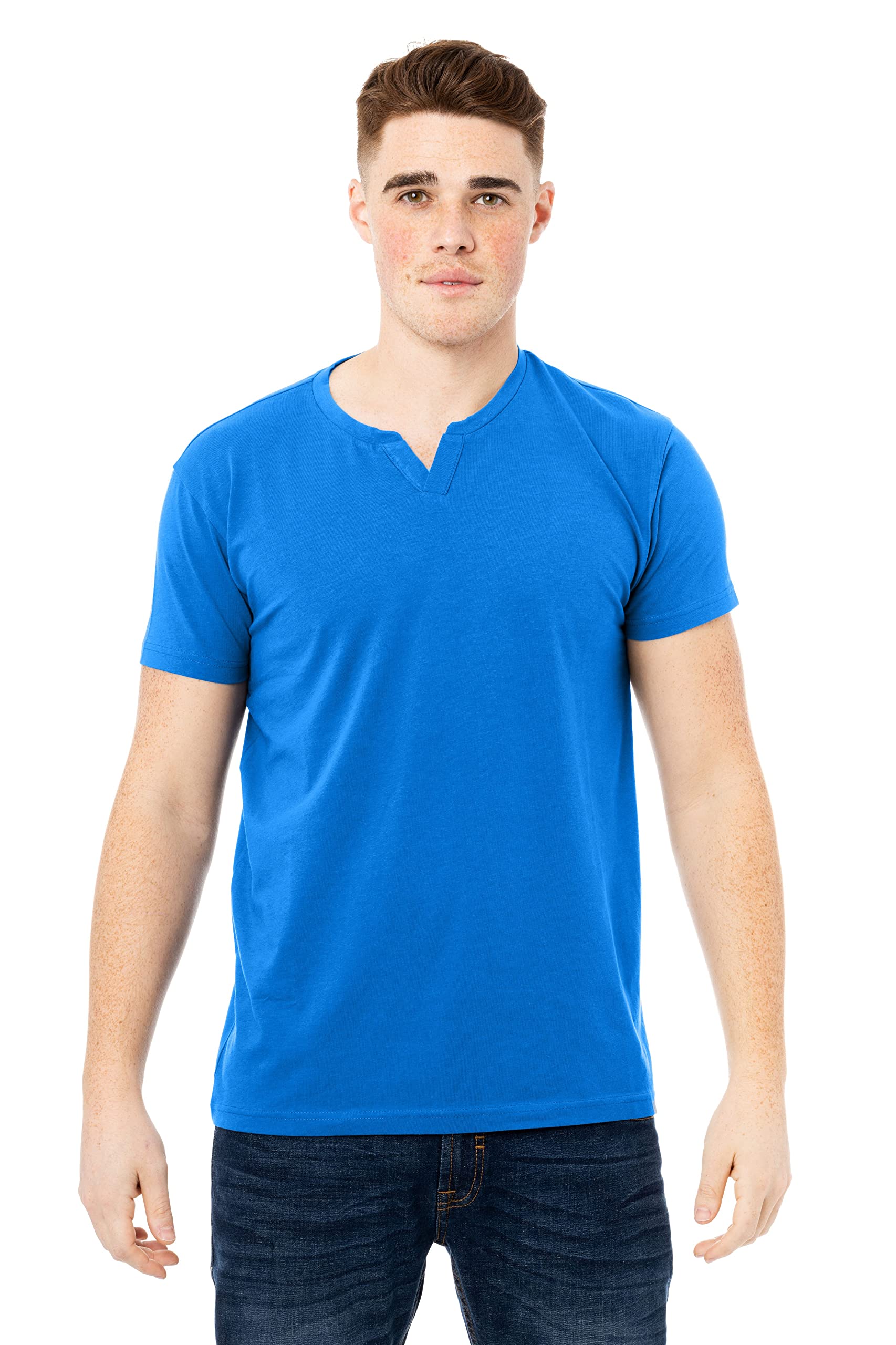 X RAYMen's Notch T-Shirt, Soft Cotton Short Sleeve Slim Fit Basic Split V Neck T Shirts for Men
