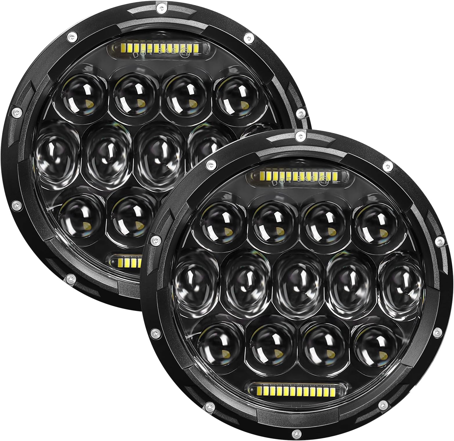 7 Inch Led Headlight Round H6024 Led Headlight DOT Approved Hi/Lo Beam DRL Black Headlights Compatible With Jeep Wrangler JK JKU TJ LJ CJ Compatible With Chevy,Ford and Mazda Miata etc