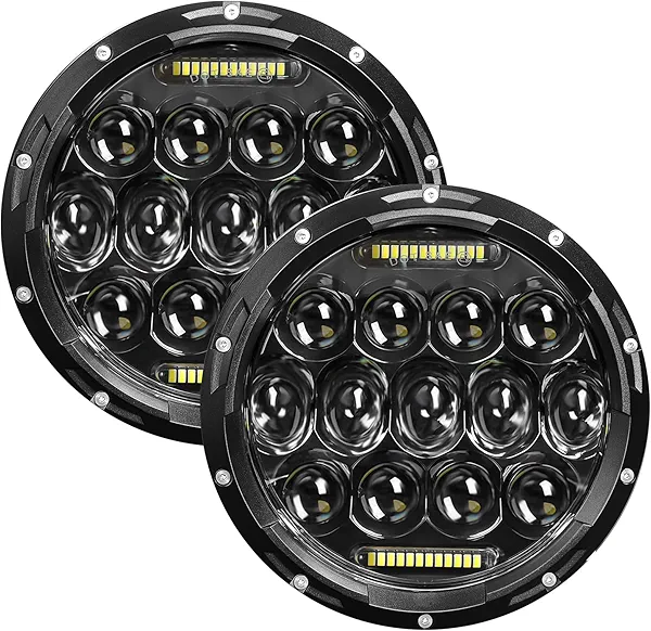 VI9000 7 Inch Led Headlight Round H6024 Led Headlight DOT Approved Hi/Lo Beam DRL Black Headlights Compatible With Jeep Wrangler JK JKU TJ LJ CJ Compatible With Chevy,Ford and Mazda Miata etc