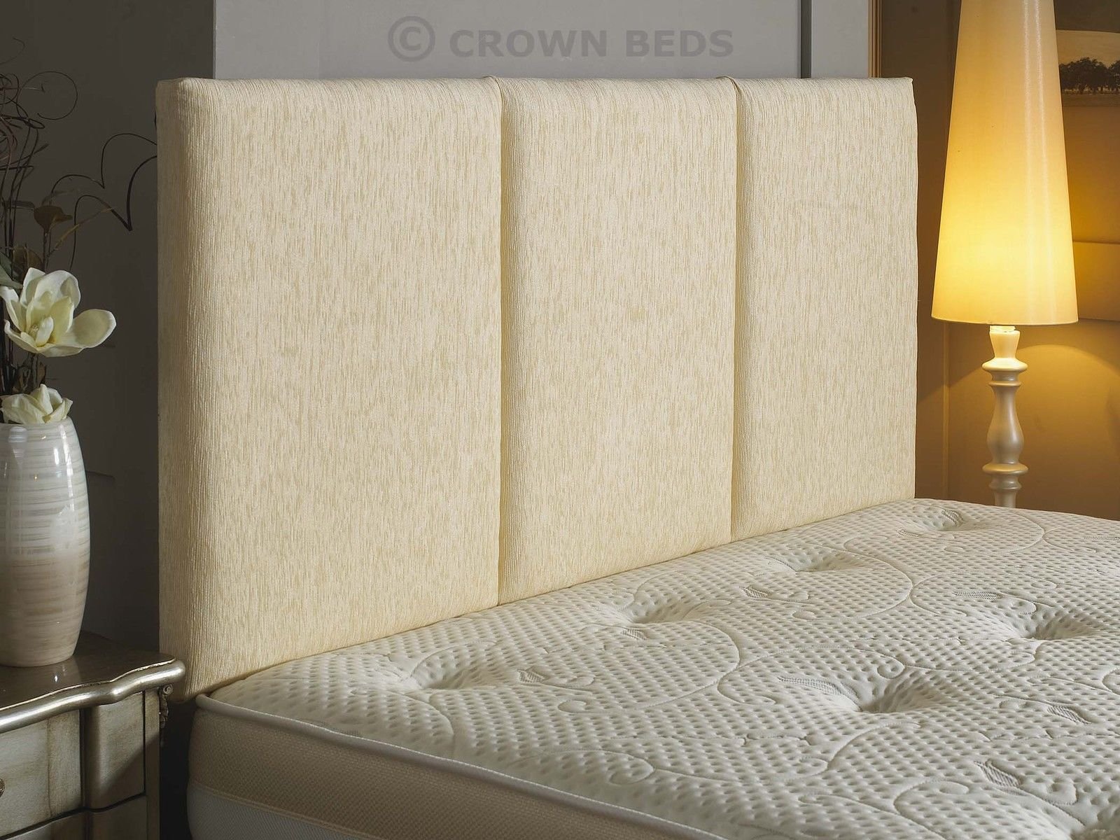 CROWNBEDSUK quality alton chenille headboard in 2ft6,3ft,4ft,4ft6,5ft,6ft Cream, 5ft (kingsize) 20