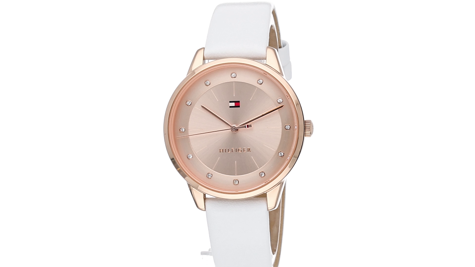 Tommy Hilfiger Analog Quarzuhr für Damen mit Weisses Lederarmband 