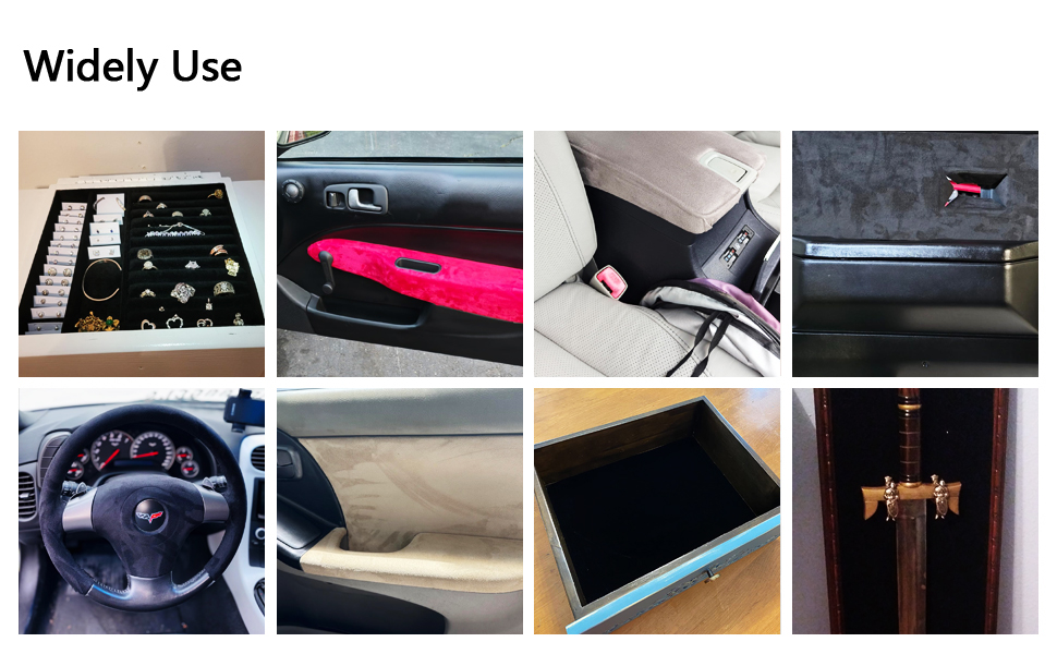 Image of Suede Wrap Self-Adhesive Black Suede Car Interior Wrap 17in x 70in Microfiber Felt Fabric for Dash Headliner Console - Stretchable, Heat-Resistant Car Console Fabric for Auto Interior Makeover