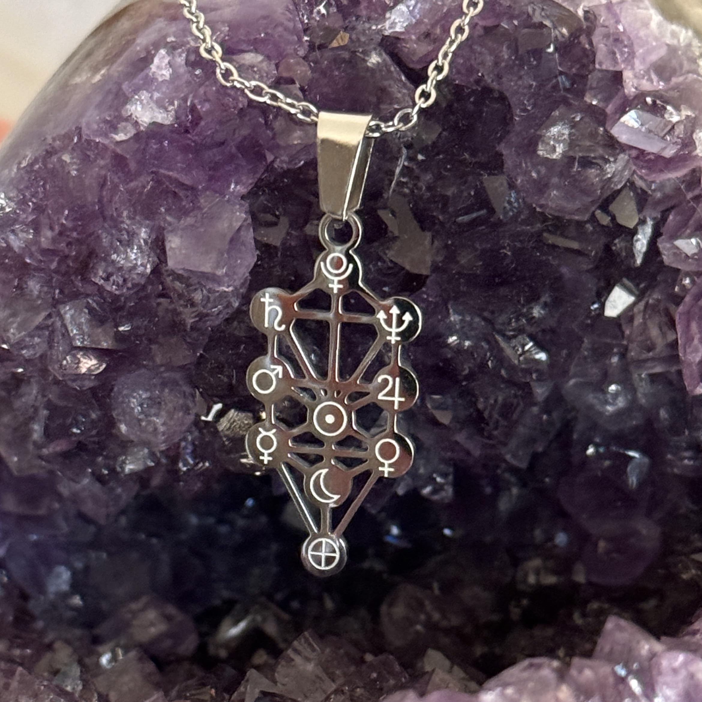 Simboliks Colgante de Kabbalah en Acero Inoxidable, Amuleto de Protección con el Árbol de la Vida, Diez Sefirot, Talismán Espiritual de la Cábala Judía, Símbolo Sagrado Sephiroth, Joyería Esotérica