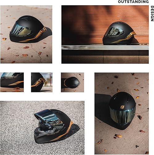 Miniatura 5 de HAX Obsidian - Casco de moto de cara completa con doble visera para adultos, para motocicletas, bicicletas de calle, listo para Pinlock, aprobado