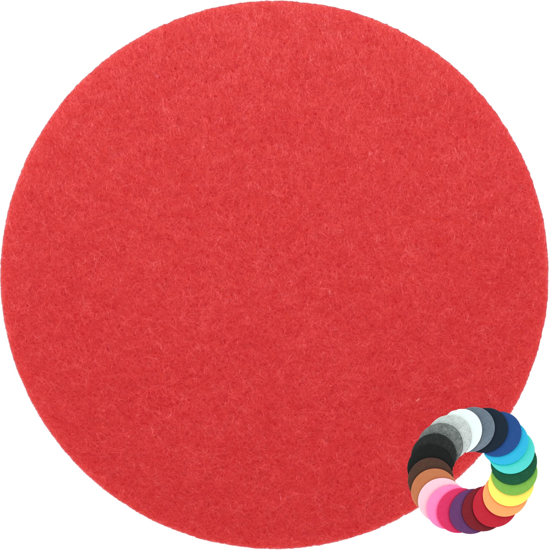Design Filz Untersetzer rund Durchmesser 20cm, rot (HF021) für Glas, Getränke, Bar, Tasse, Vase