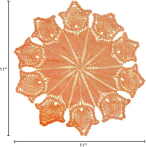 Vista 2 de BIBITIME Manteles individuales de encaje redondos hechos a mano con diseño de flores de ganchillo para cocina