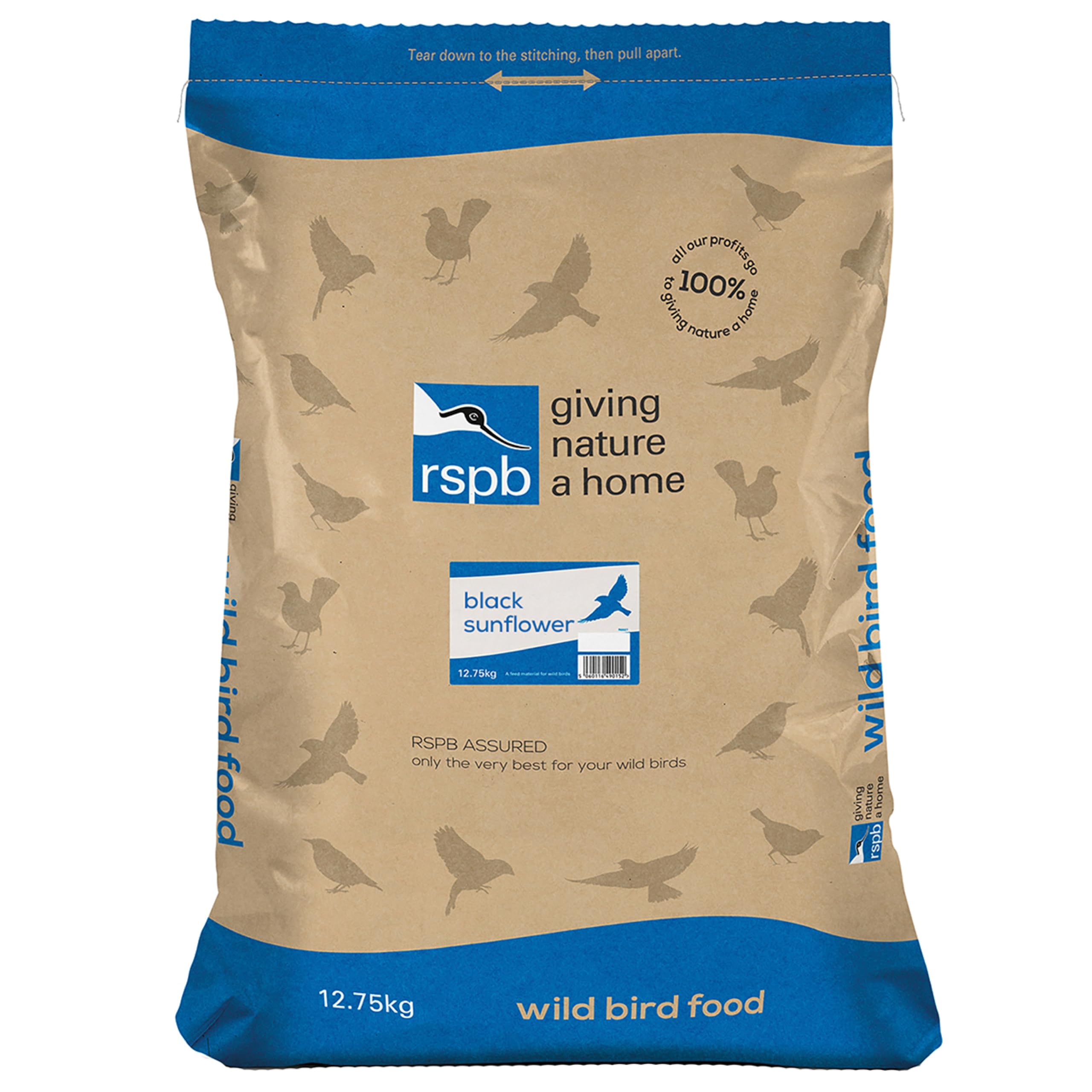 RSPB - Black Sunflower Seeds Bird Food - High Energy and Protein, Wild Bird for Small Birds, Made in the UK (12.75kg)