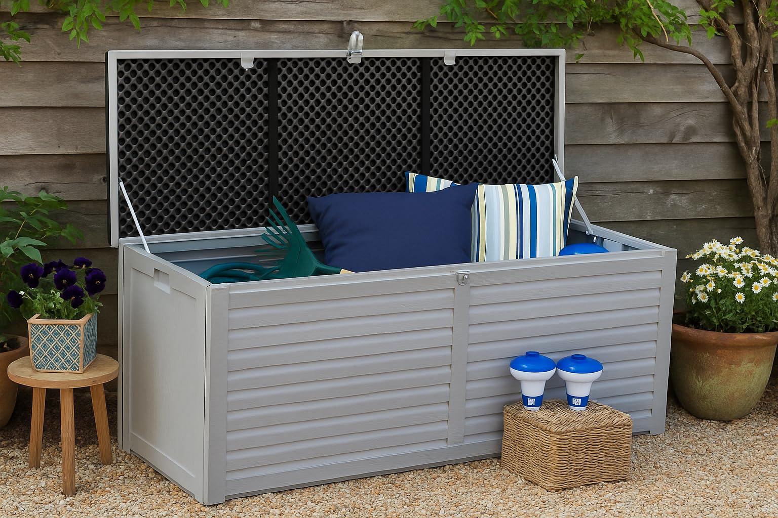 Linea Garden Friend Baule di plastica 390 L Grigio