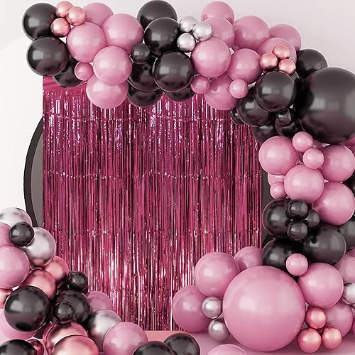 Miniatura 181 de Cortinas de fondo de flecos de papel de aluminio para fiestas, 3 piezas, 39.6 x 98.4 pulgadas, azul retro 48 Retro Azul,03 Rosa,04 Rosa