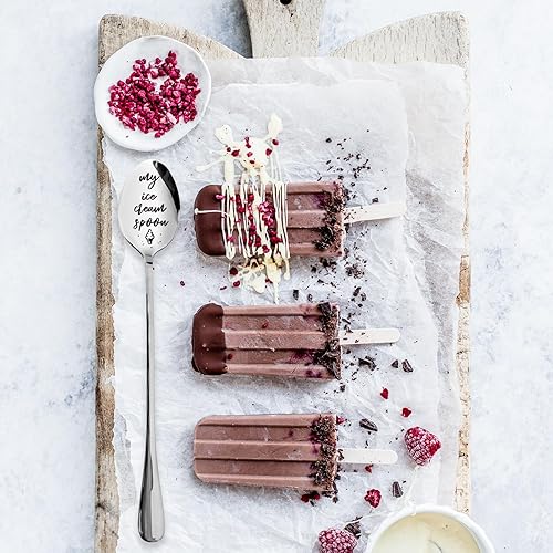 Miniatura 3 de Divertida y linda cuchara de helado grabada de acero inoxidable para los amantes del helado, mejores amigos, cumpleaños, San Valentín, regalo de