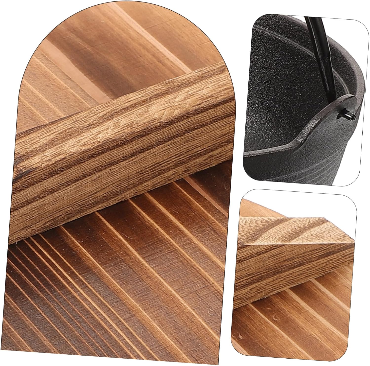 HANABASS Soup Pot Lid Japanese Pan Cast Iron Camping Pot Sturdy and Wood Lid Outdoor Picnic Cookware