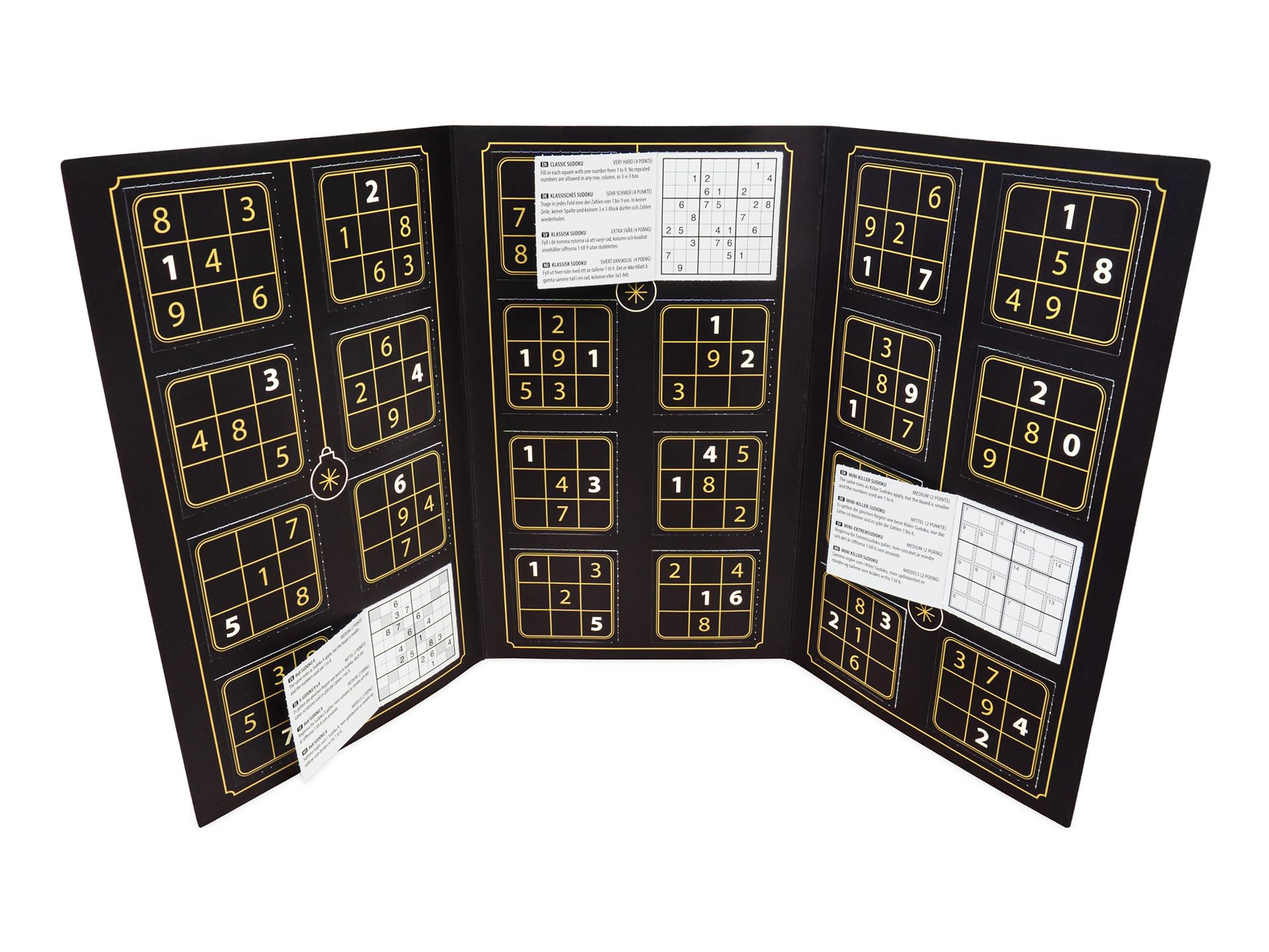The Advent Calendar for Sudoku Lovers – 24 Puzzles Christmas Countdown for Adults and Seniors, Easy, Medium, and Hard Puzzles, Includes variants like Classic Sudoku, Sudoku X, Jigsaw Sudoku, and more.