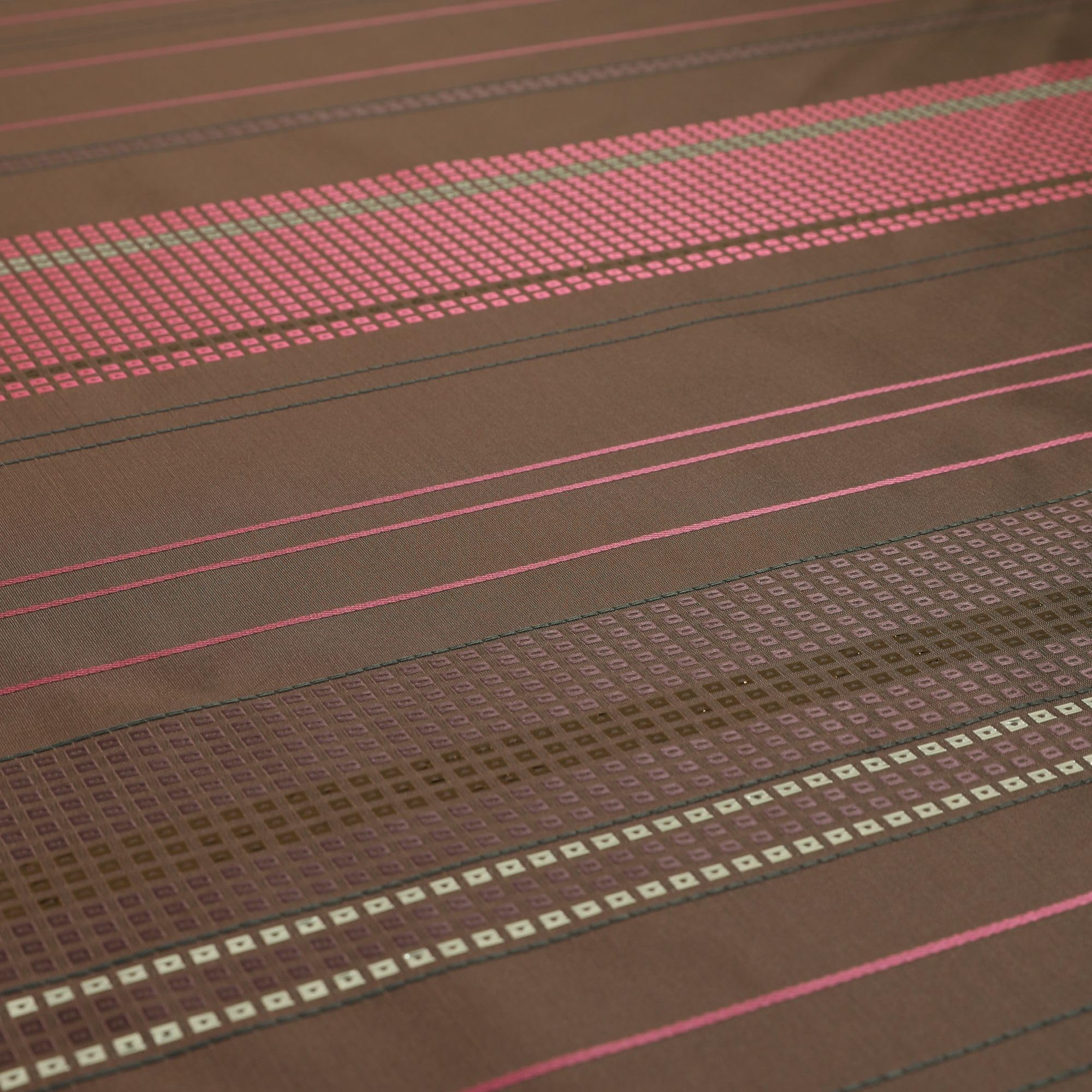 Tessuto di seta per tende in taffetà color prugna rosa con motivo Odyssey, elegante, in saldo al metro (al metro)