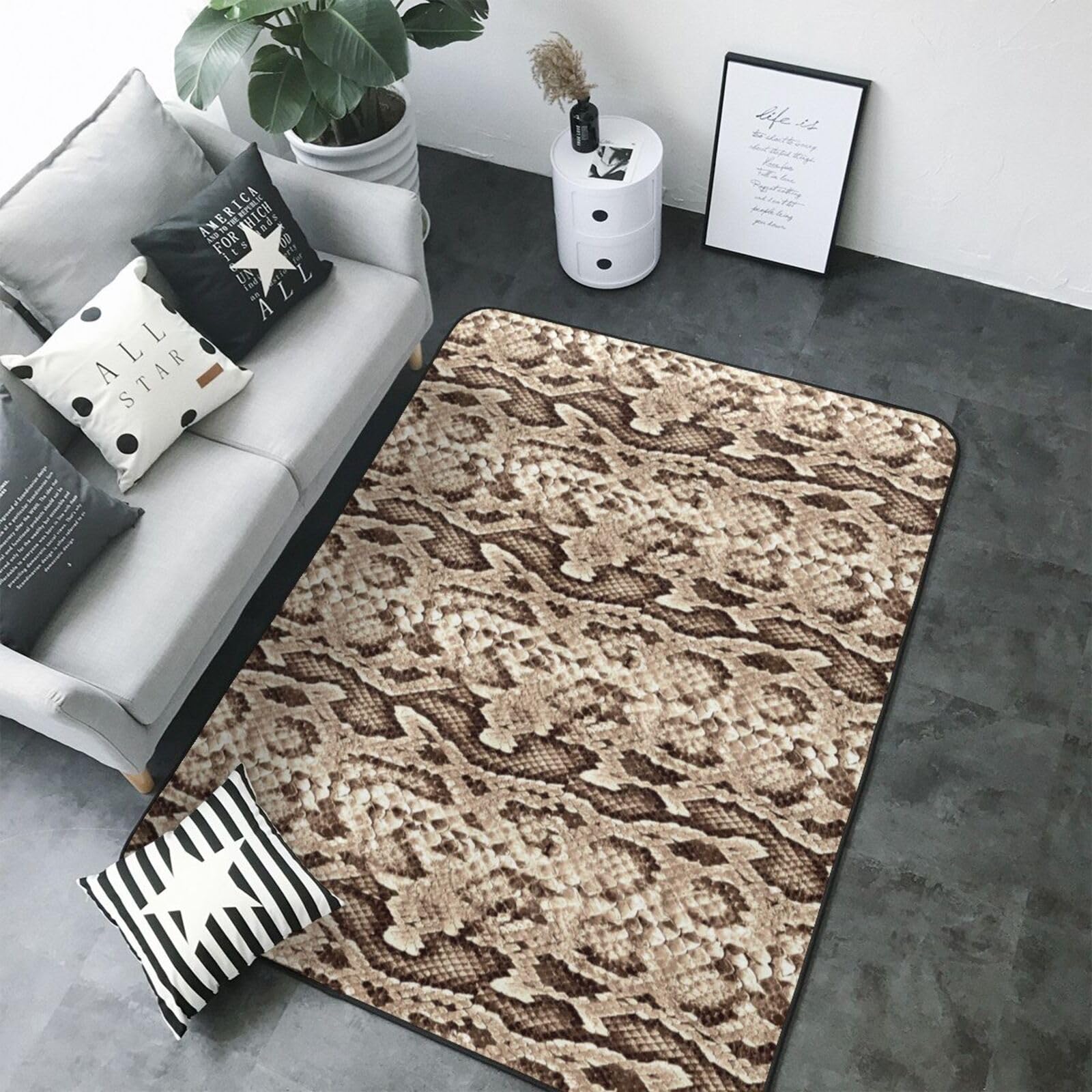 Grand tapis de salon doux motif serpent antidérapant de haute qualité