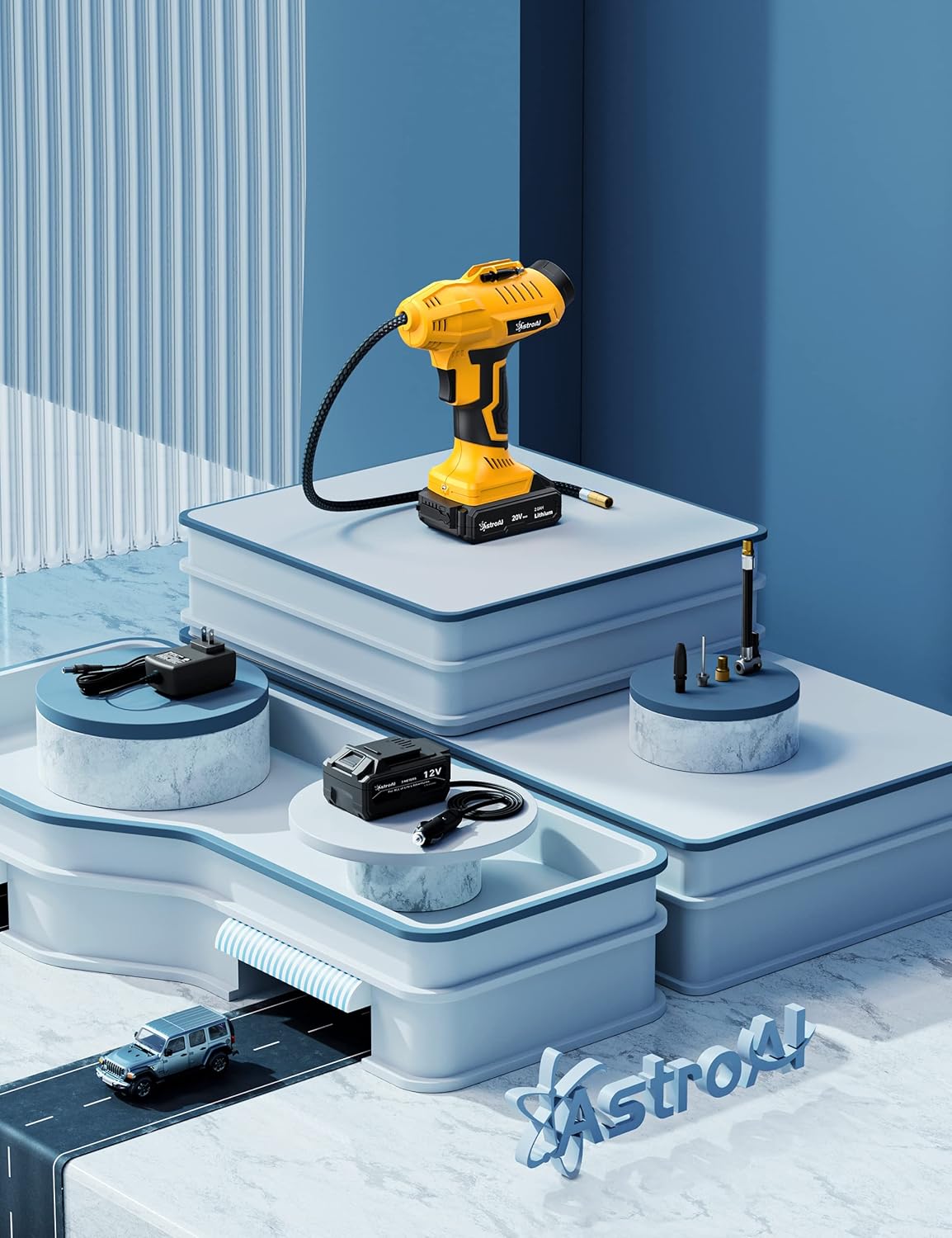 【DUAL POWER SUPPLY】: The 12V DC power supply and 20V rechargeable battery pack let you inflate anywhere without worrying about battery depletion. Includes a battery pack and charger.