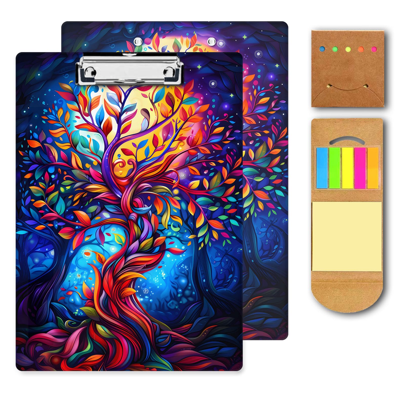 Tudguiloae Clipboard with Pen Holder and Notepad, Art Deco Standard A4 Letter Size Clipboard Plastic, Lightweight and Portable for Teachers, Work and