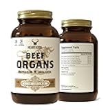 HEART & SOIL – 100% Grass Fed & Finished Beef Organs from Regenerative Cattle with Liver, Heart, Kidney, Pancreas & Spleen – 3000mg Beef Organ Supplement for Women & Men – Glass Bottle – 180 Capsules