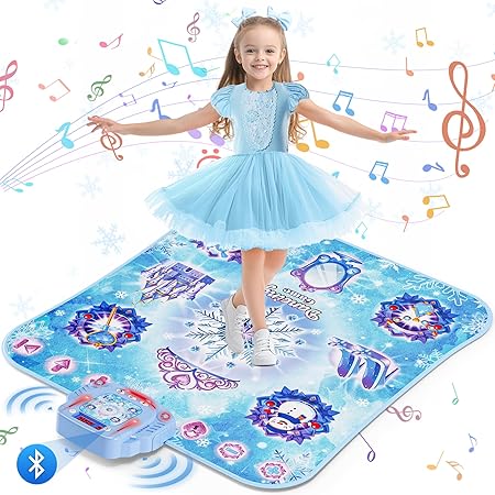 Dance Mat Toys Girl Gift: 8-Button Frozen Dance Pad Wireless Bluetooth Electronic Dance Game for Kids with 4 Game Modes LED Light Built-in Music Birthday Gifts for 3 4 5 6 7 8 9 10+ Years Old Girls