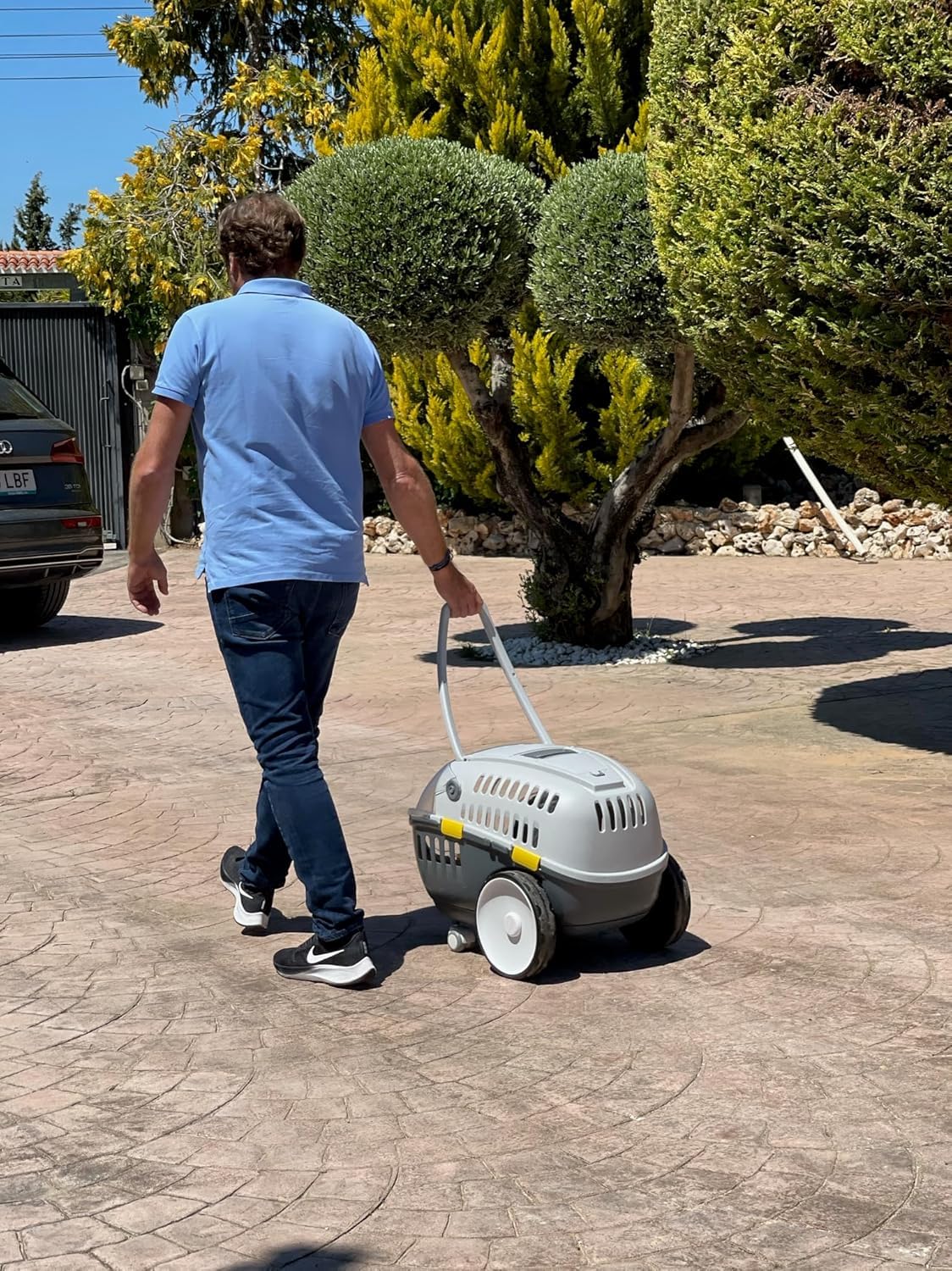 LOBOO Transportín Bubble Urban para Mascotas Tamaño Mediano o Pequeño con Base Extraíble con Ruedas Giratorias y Cajón Cúpula de Alta Visibilidad y Asa de Empuje
